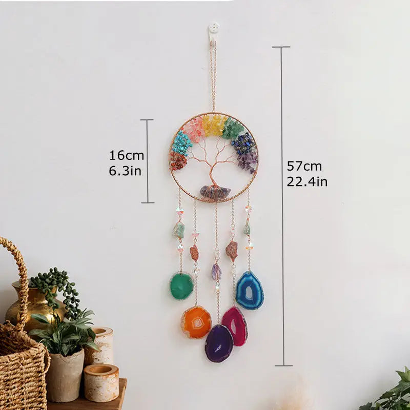 粉水晶生命之树捕光挂饰｜招爱转运能量水晶