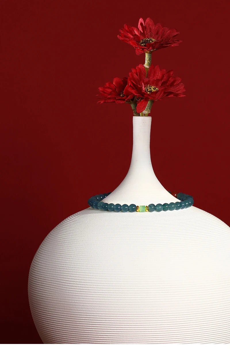 Hetian Jade Bead Bracelet | Tibetan Silver Minimalist