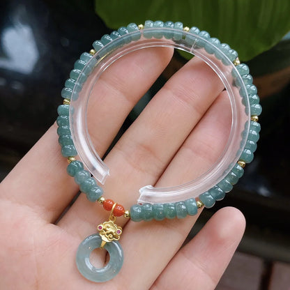 Hetian Jade Peace Button Bracelet — Feminine Lucky Pendant