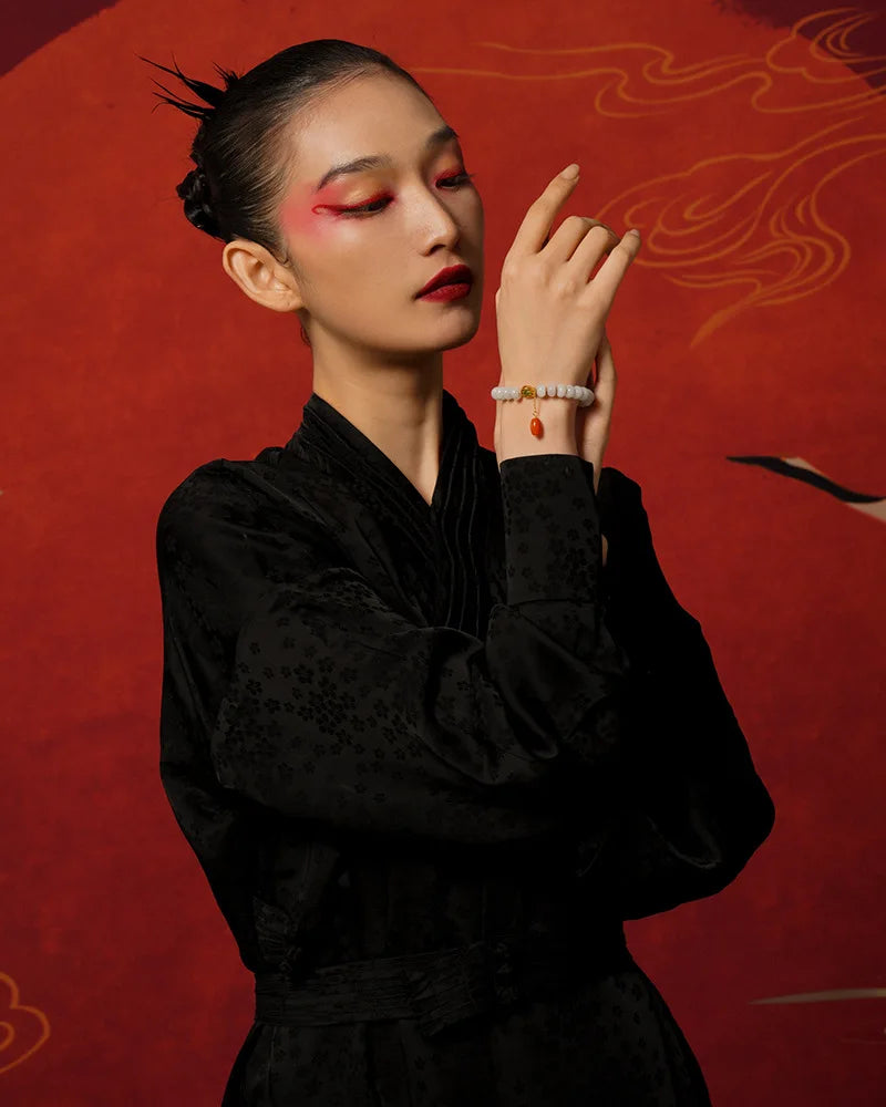 Emerald Rhodochrosite Bead Bracelet with S925 Agate