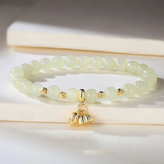 莲韵·和田白玉堆叠手串｜莲花流苏护身开运饰品