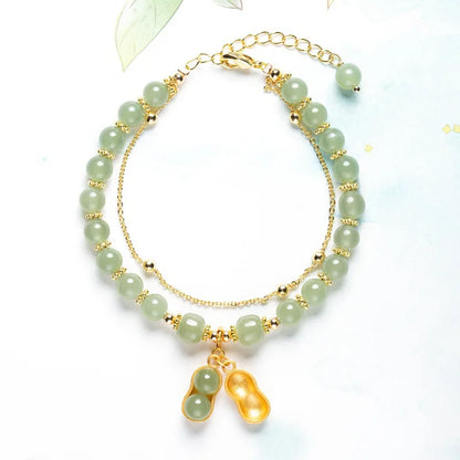 Hetian Jade Leaf Bracelet ｜ Vintage Handmade Feng Shui Charm