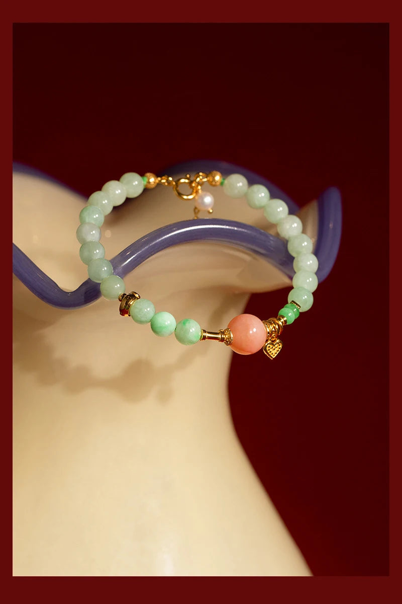 Handmade S925 Enamel Round-Bead Bracelet — Mystic Lucky Charm for Women