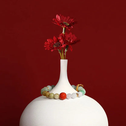 Amber & Yellow Turquoise Multi-Circle Buddha Bracelet