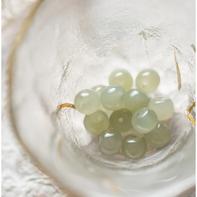 Hetian Jade 7mm Lotus String Bracelet — Nephrite Single Circle