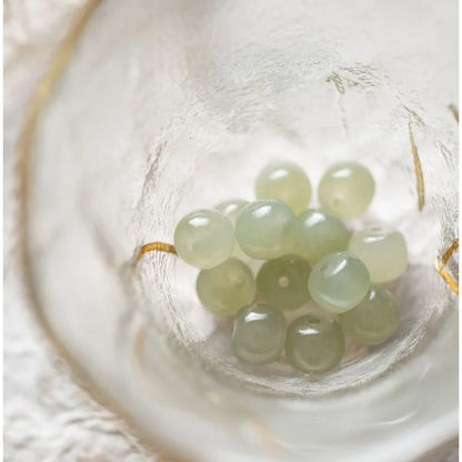 Hetian Jade 7mm Lotus String Bracelet — Nephrite Single Circle