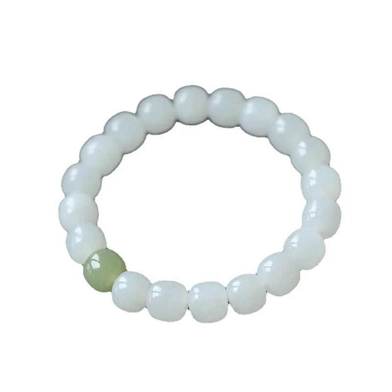Hotan White Jade 10mm Bead Bracelet｜Single Circle Lucky Amulet