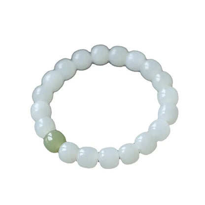 Hotan White Jade 10mm Bead Bracelet｜Single Circle Lucky Amulet