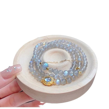Moonlight Gray & Blue Treasure Bead Bracelet — Unisex Feng Shui Gift