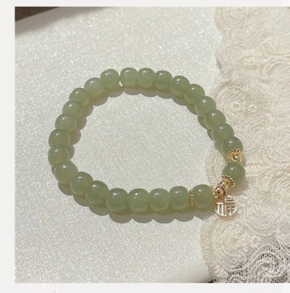 Purple Hetian Jade Wedding Bracelet｜Natural Beaded Strand for Women