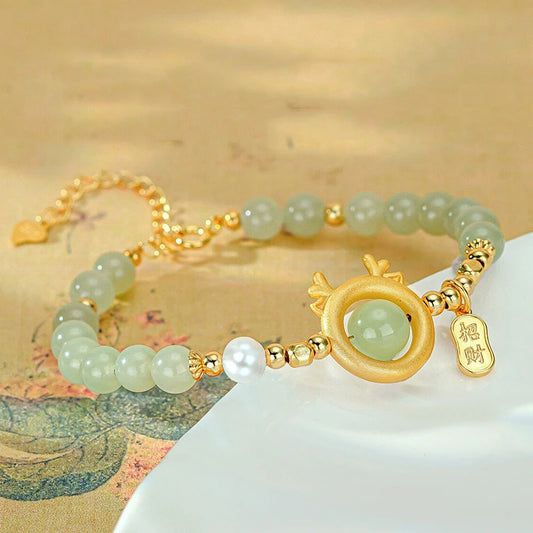 Hotan Jade Dragon Bracelet — Zodiac Birthday Gift
