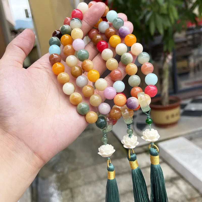 Ancient Bodhi Root Finger-Wrap Bracelet — Handheld Lucky Beads