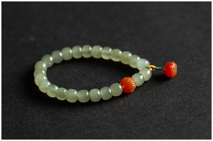 Hetian Jade 7mm Lotus String Bracelet — Nephrite Single Circle