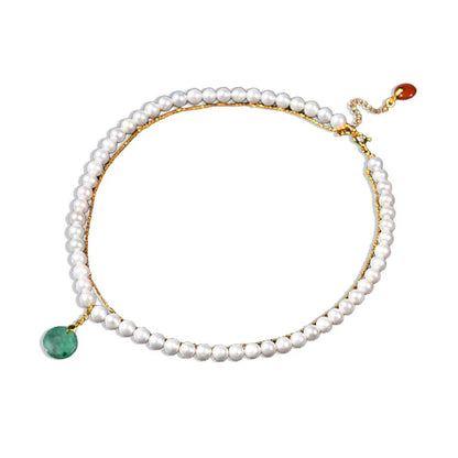 Freshwater Pearl Double-Circle Choker Pendant Premium