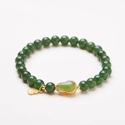 Hotan Green Jade Bracelet for Women｜Natural Lucky Bracelet