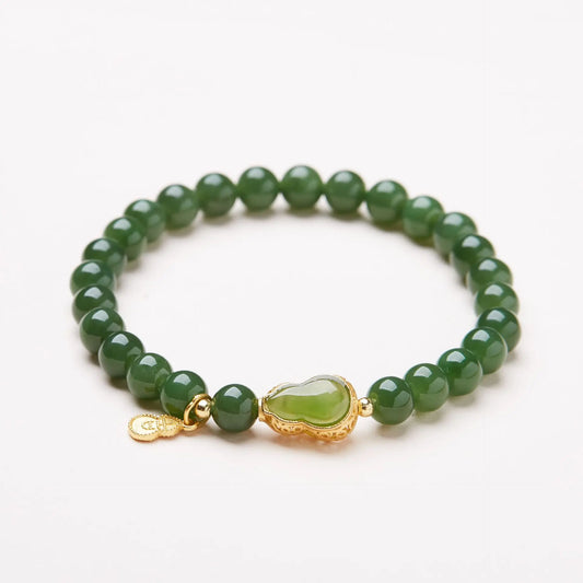 Hotan Green Jade Bracelet for Women｜Natural Lucky Bracelet
