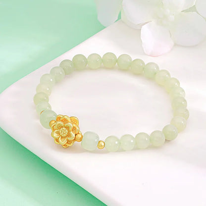 Gold-Plated Lotus Hetian Jade Bracelet – Luxurious Charm