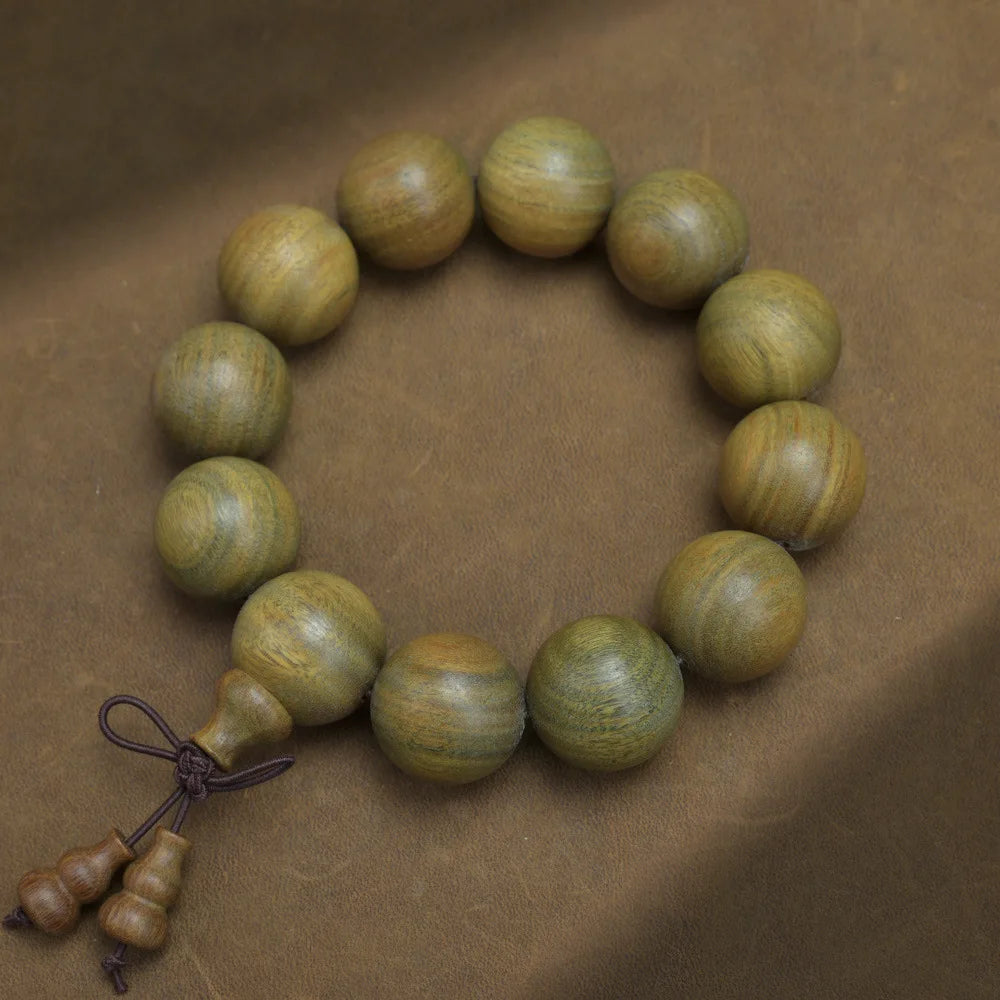 Green Buddha Sandalwood Bracelet — Ethnic Feng Shui Charm