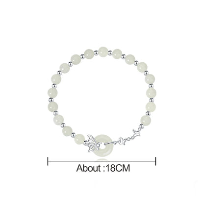 Sterling Silver Butterfly Bracelet | Light-Green Semi-Precious Gift