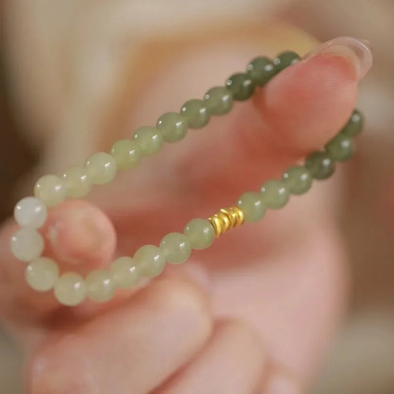 Natural Hotan Gradient Round Bead Bracelet for Her