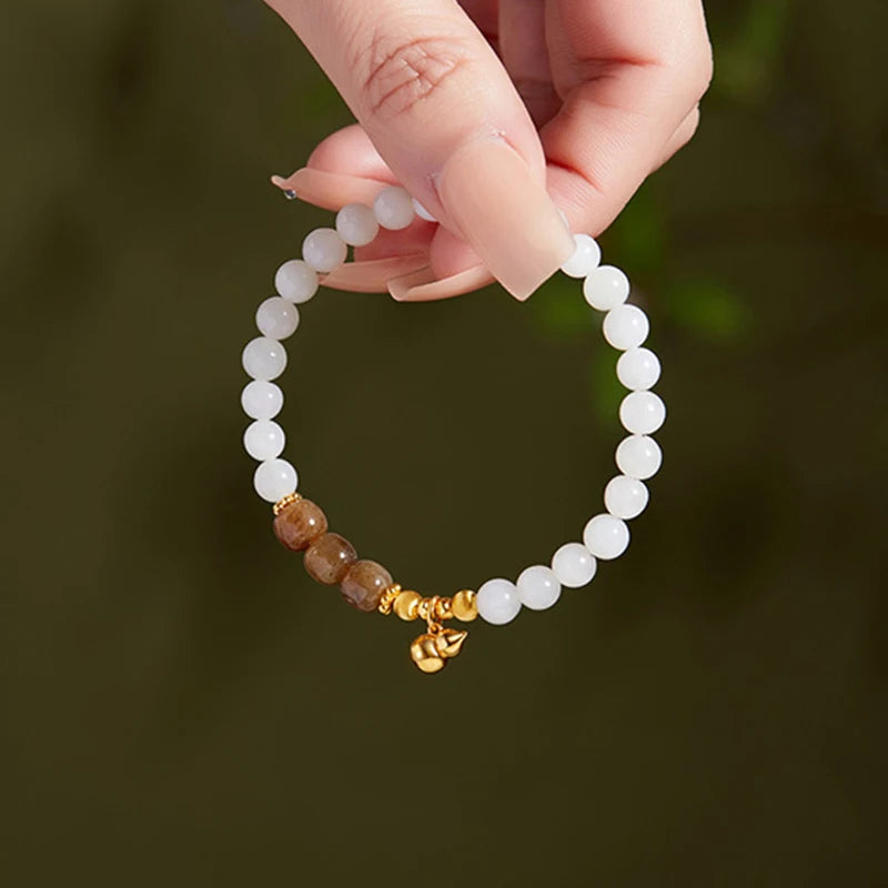 White Hotan Jade Adjustable Bracelet — Luxury Feng Shui Beads