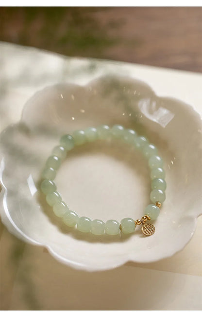 Natural Hotan Jade Wrapped Bracelet — Light Luxury Good Luck Gift