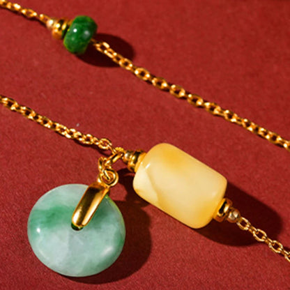 Hetian White Jade Ruyi Clavicle Necklace, 925 Silver