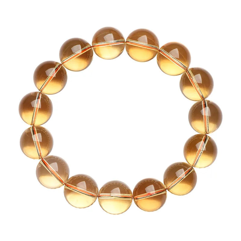 Natural Citrine 10-12mm Beaded Bracelet — Unisex Handmade