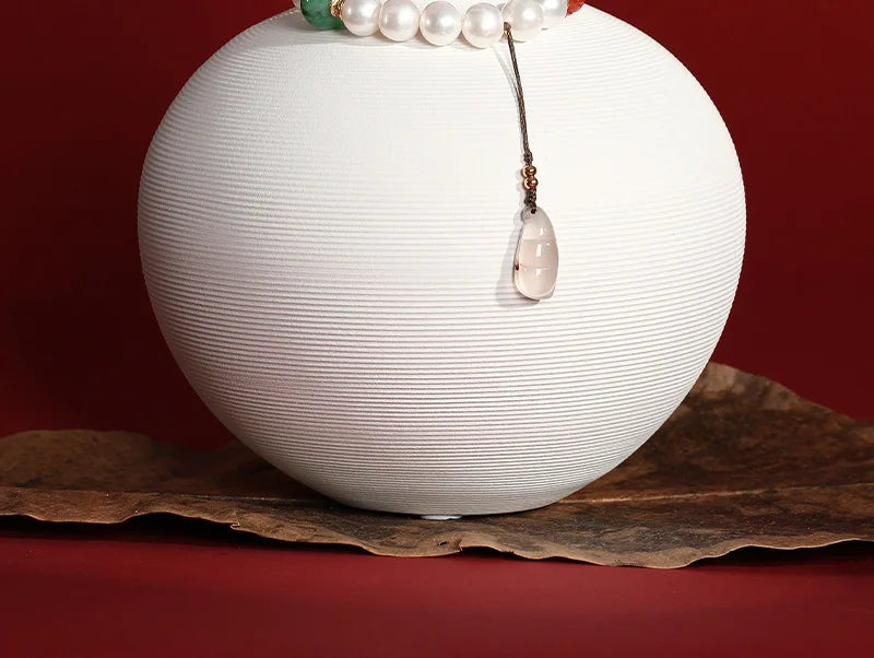 White Natural Freshwater Pearl Strand Bracelet｜Feng Shui Elegance