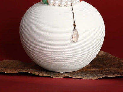 White Natural Freshwater Pearl Strand Bracelet｜Feng Shui Elegance