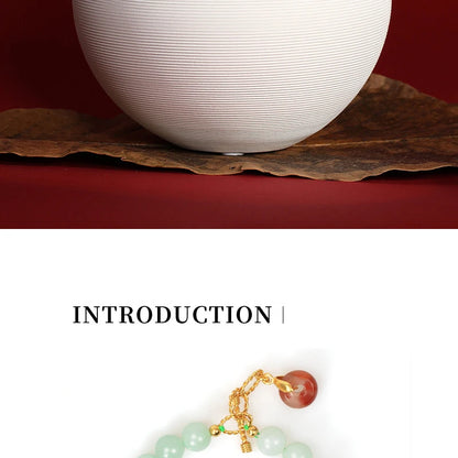 Hetian Jade Sterling Silver Gold-Plated Handstring Bracelet - Feng Shui Charm