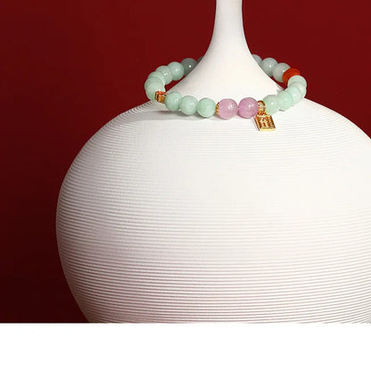 Hetian Jade Bead Bracelet | Tibetan Silver Minimalist