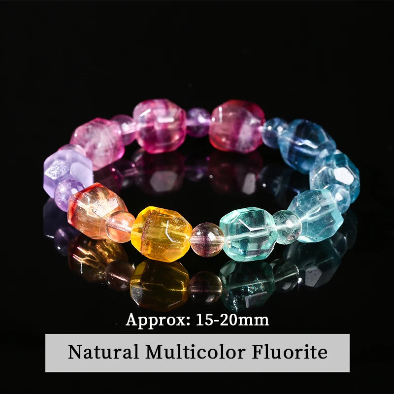 多色萤石切面不规则水晶手链｜灵性开运护身饰品