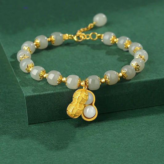 Hotan Jade Peanut Bracelet - Classic Women's Lucky Bangle