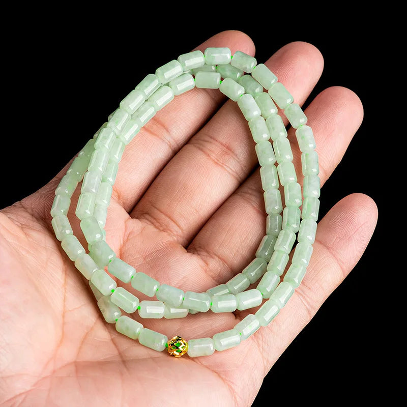 Three‑Ring Light Green Jade Bracelet — Feng Shui Elegance
