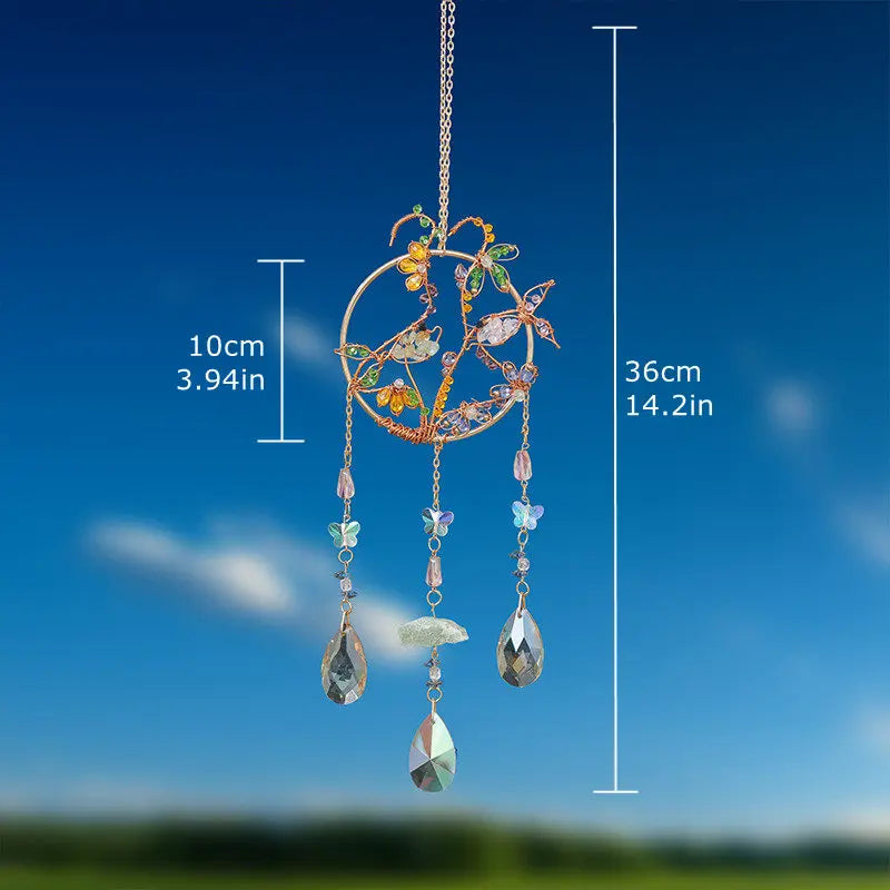 粉水晶生命之树捕光挂饰｜招爱转运能量水晶