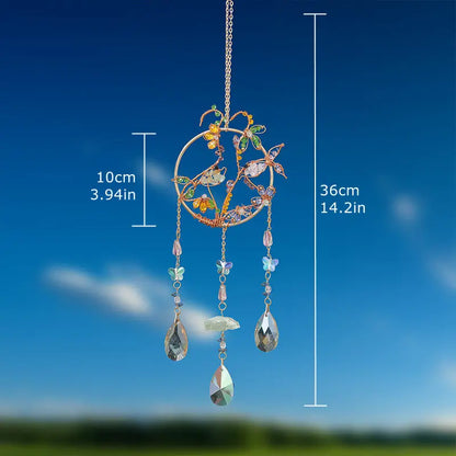 粉水晶生命之树捕光挂饰｜招爱转运能量水晶