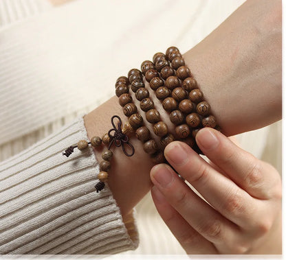Old Seasoned Chicken Wing Wooden Buddha Prayer Beads Pieces Wind Men And Women Bracelet Holding Gift  Wooden jewelry