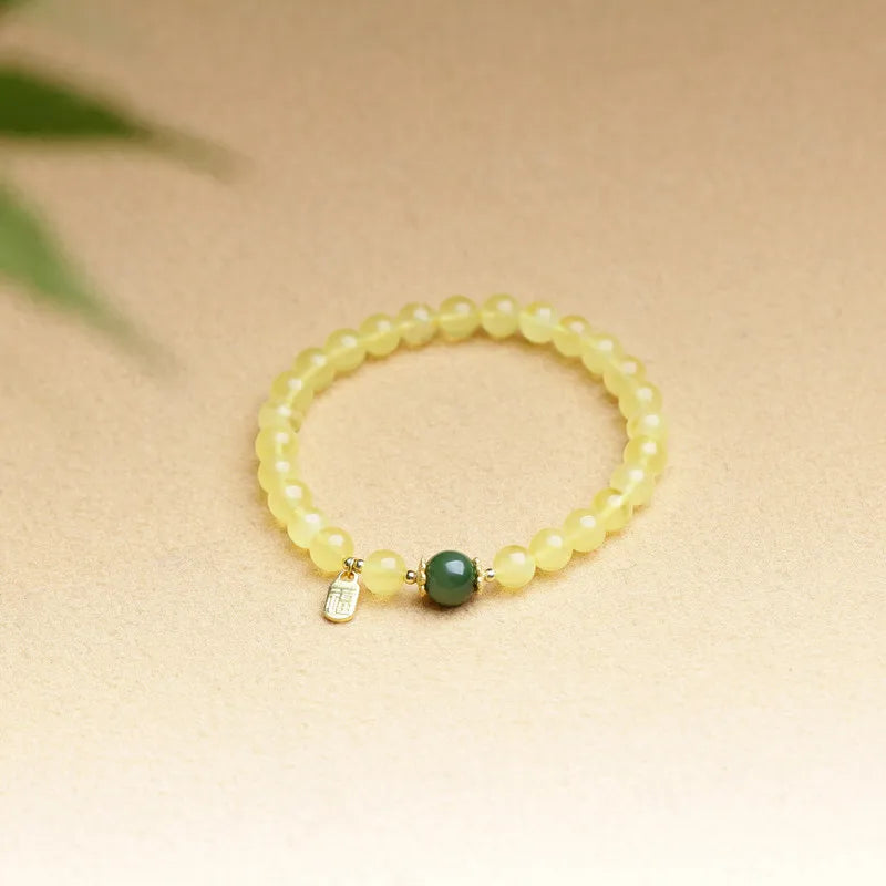 Beeswax & Hotan Jade Luck Bracelet — Single Loop Elegance