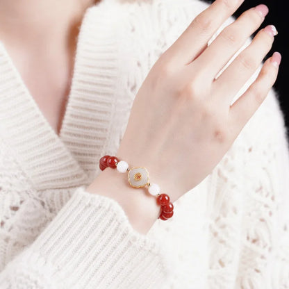 Red Agate & Hetian Jade Blessing Bracelet - Vintage Charm