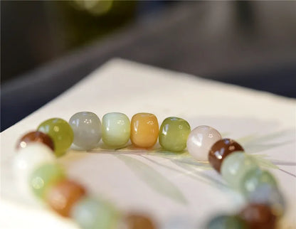 Hetian Jade 9×10mm Multicolor Bracelet｜Unisex Feng Shui Talisman