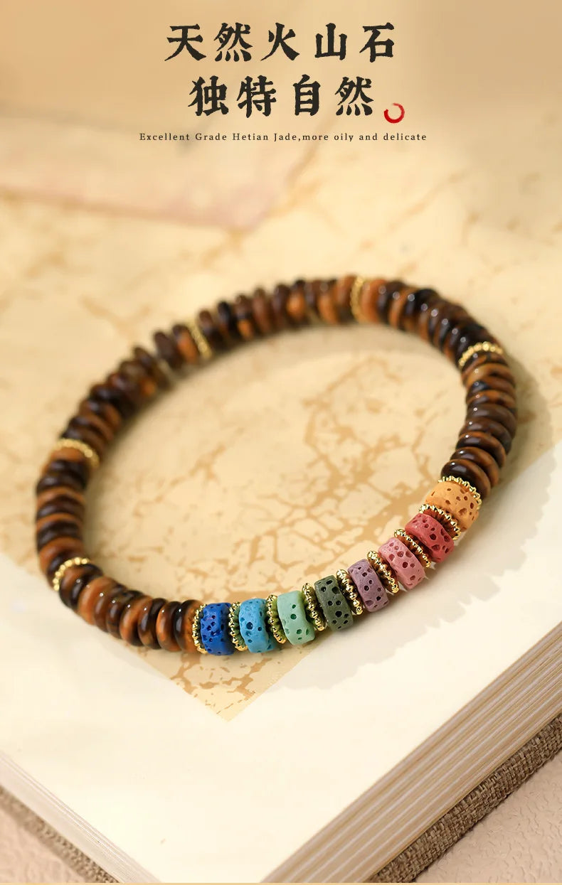 Natural Crystal Women s Dongling Jade Tiger Eye Stone Sliced Bracelet New Chinese Dopamine Style Year Jewelry