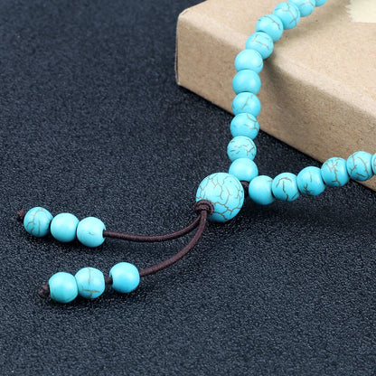 6mm浅蓝108念珠项链手链｜瑜伽冥想 弹力多圈 水元素开运