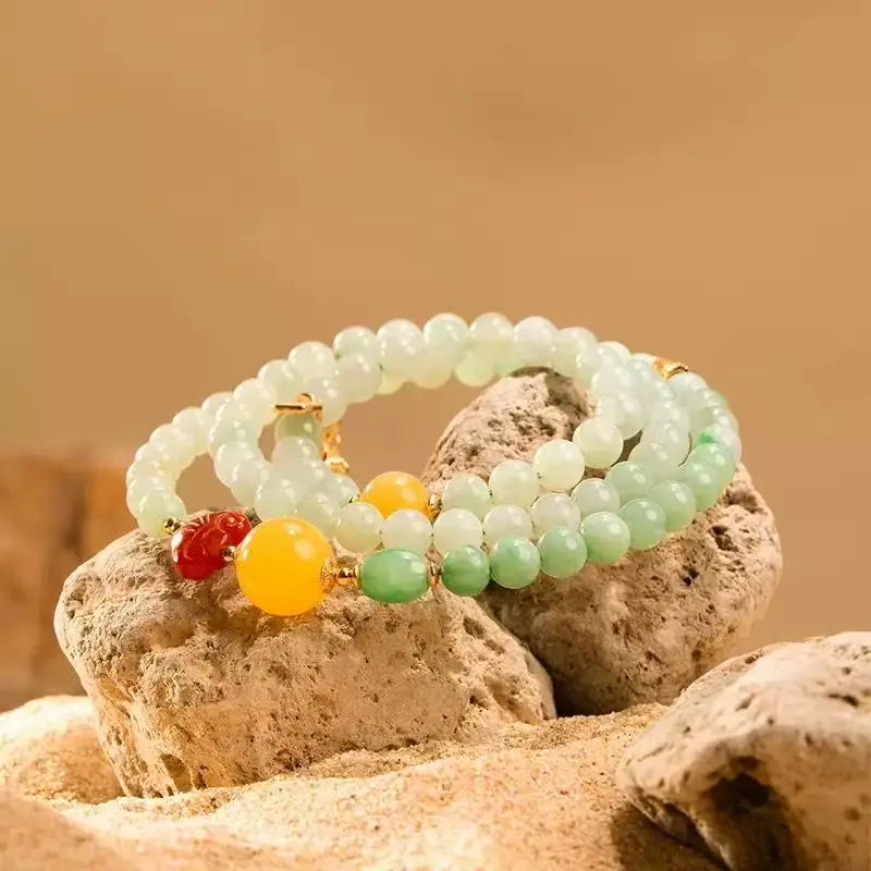 Natural Type A Jadeite Bracelet For Women High-End Chinese-Style And Retro Design  Necklace Or Bracelet Wear Support Wholesale