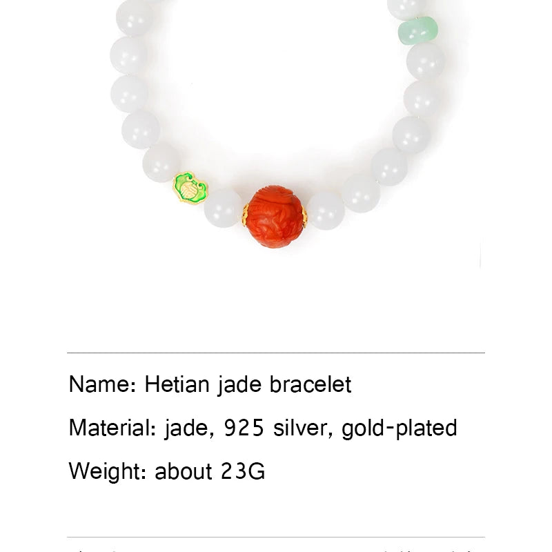 Hand-Carved Natural Jade Emerald Adjustable Bangle – Ethnic Tibetan Silver