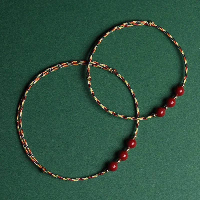 Mystic Cinnabar Red Rope Bracelet for Luck & Protection