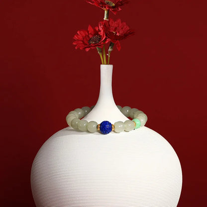 Lapis Lazuli & Hotan Jade Enamel Bracelet｜S925 Silver Plated