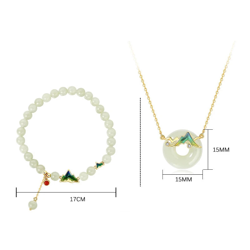 Sterling Silver & Hotan Jade 2-Piece Bracelet Necklace Set