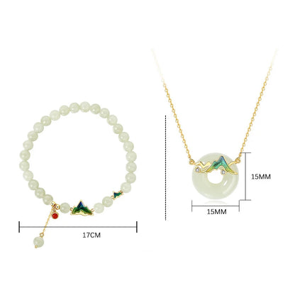 Sterling Silver & Hotan Jade 2-Piece Bracelet Necklace Set