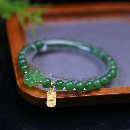 Lucky Jade Antique Gong Bell Bracelet — Boho Feng Shui Charm